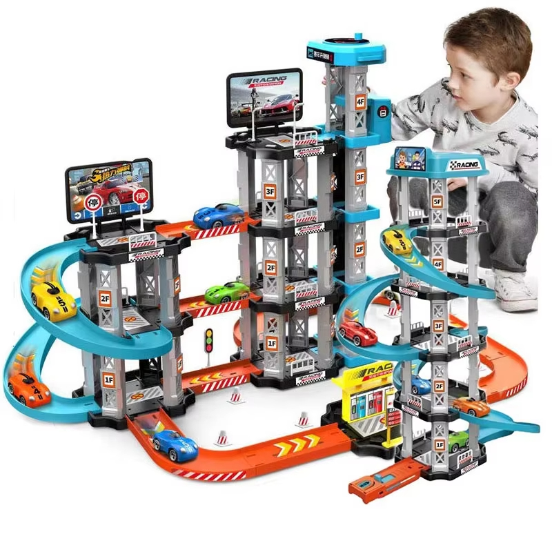 Hot Wheels Car Track Sets - Mainan Trek Balap Mobil, Garasi Anak,